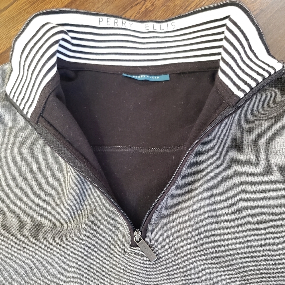 Perry Ellis Long Sleeve Mock Neck Shirt Pullover 1/4 Zip | Size Large - Picture 2 of 10
